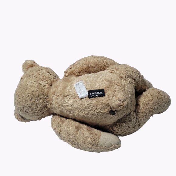 FAO Schwarz Teddy Bear 14 inch Plush Tan Fuzzy Stuffed Animal Toy Stitched Foot - Picture 4 of 7